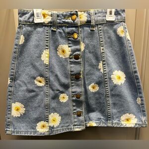 Shein Size XS Floral Denim Skirt EUC